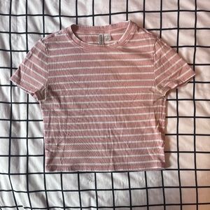 H&M Divided Womens size medium T-shirt (fits as a small) Pink & white striped